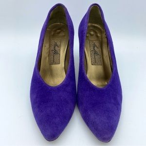 🌺VTG Amalfi Purple Suede Almond Toe Heels